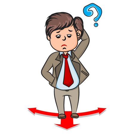 Young man cartoon confused scene on a white backgroundsのイラスト素材