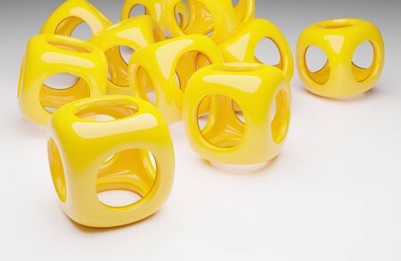 Glossy yellow shape modern style 3D render abstract wallpaper backgroud