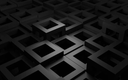 Square shape in dark scene abstract wallpaper 3D rendering backgroundの写真素材