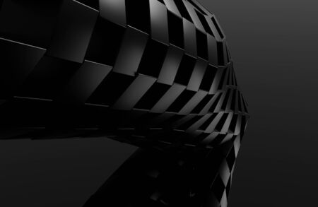 Abstract black cube motion 3d render wallpaper backgroundsの写真素材