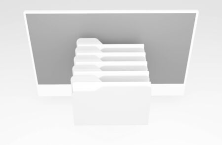 File folder and computer concept 3d render wallpaper background