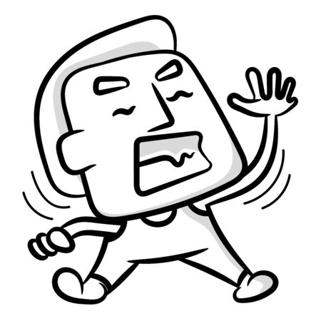 White man cartoon emotion bad mood scene vector on a white backgroundのイラスト素材