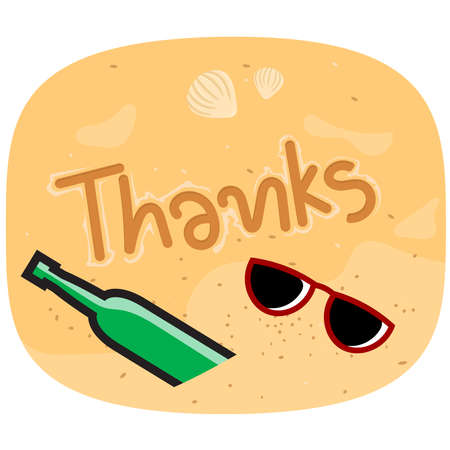Thanks text on the beach scene vector summer holiday backgroundのイラスト素材