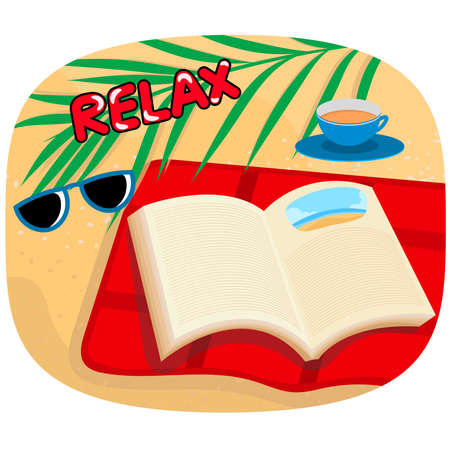 Relaxing on the beach vector cartoon concept backgroundのイラスト素材