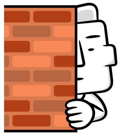 White man cartoon peeking scene vector concept wallpaper backgroundのイラスト素材