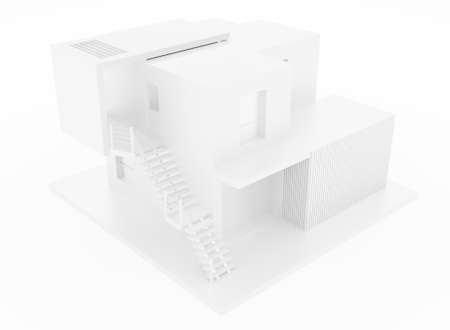 Modern housing project design 3D rendering architecture residential on a white backgroundの写真素材