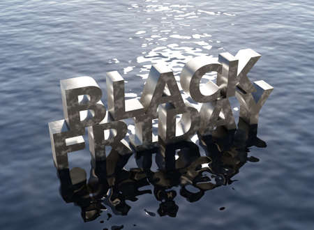Black Friday on water scene 3D rendering wallpaper backgroundの写真素材