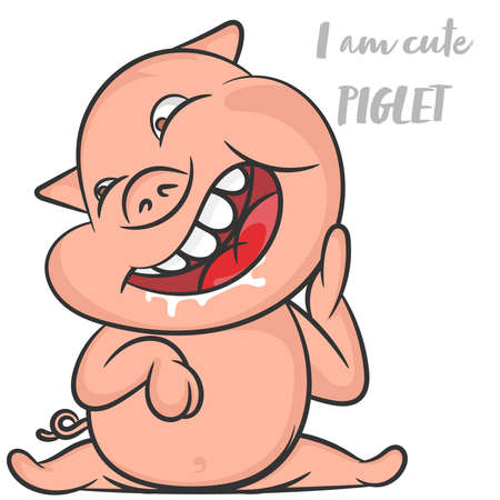 So cute piglet on a white scene vector cartoon wallpaper backgroundのイラスト素材