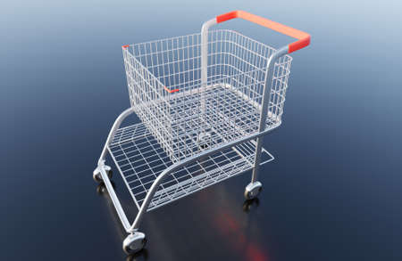 Metal shopping cart modern style 3D rendering wallpaper backgroundの写真素材