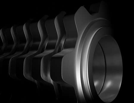 Mechanical cogwheel on industrial 3D rendering abstract wallpaper background