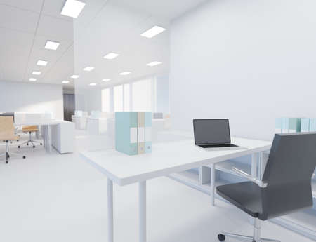 Modern room office scene 3D rendering place of work wallpaper backgrounds