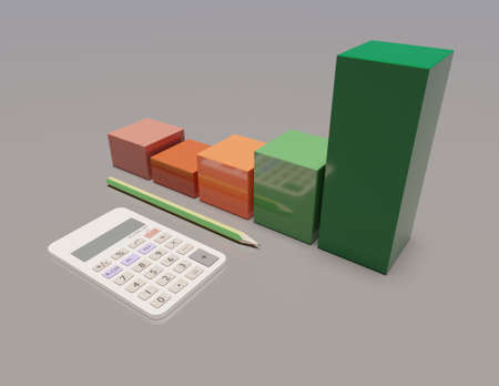 3d render calculator with bar graph colors scene business wallpaper backgrounds