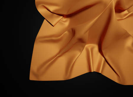 Gold clothing cotton on a black 3D rendering texture wallpaper backgroundsの写真素材
