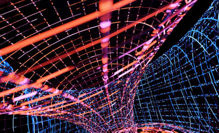 Abstract colorful lighting curved motion concept scene 3D rendering wallpaper background
