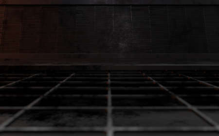 Metal grate rusty in dark scene 3D rendering abstract wallpaper backgroundの写真素材