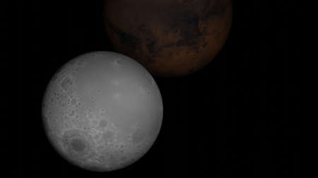 3d render sci-fi new planet earth moon with mars in galaxy nature scene wallpaper backgrounds