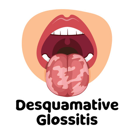 illustration of the oral infection disease glossitis, great for media infographics, banners and flyersのイラスト素材