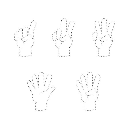 Guide pictures to help your child to trace hand drawings that show numbers. Great for flashcards and early childhood educationのイラスト素材
