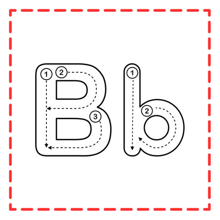 letter b for writing practice. Alphabet tracing is good for practicing children writing letters.のイラスト素材