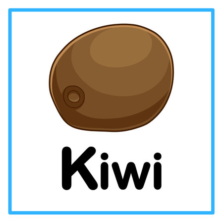 Introduction to the alphabet with examples. K is for kiwi. Suitable for children's practice and great for toddlers' flash cardsのイラスト素材