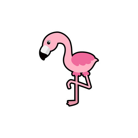 Cute flamingo character ideal for kids books stickers and fun graphicsのイラスト素材