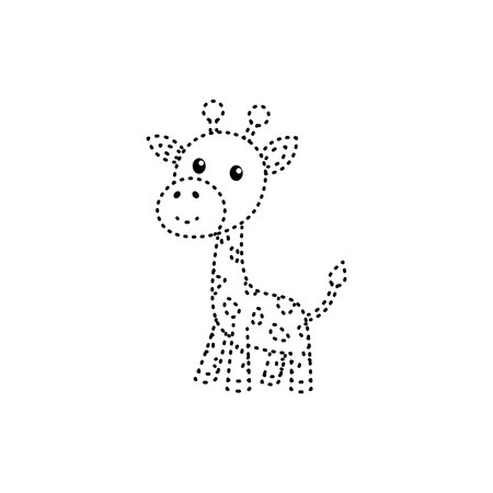 Dotted giraffe shape to help kids learn tracing and drawing skillsのイラスト素材