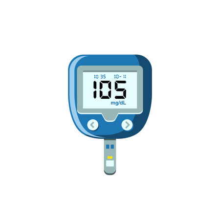 Simple digital glucose meter displaying reading used for diabetes monitoring and health awarenessのイラスト素材