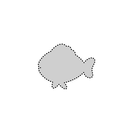 Gray dotted x ray fish illustration showing skeletal anatomy. Ideal for tracing, anatomy learning, and kids science educationのイラスト素材