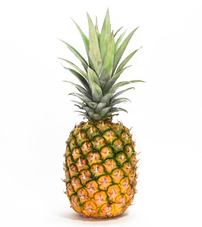 Whole Ripe Pineapple Isolated on White Backgroundの写真素材