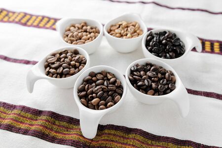 Coffee beans roasted in 6 stagesの写真素材