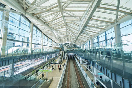 Inside the station of Takanawa gateway station on the Yamanote line in Tokyo, Japanのeditorial素材