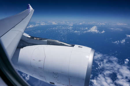 The sky seen from the window of the airplane