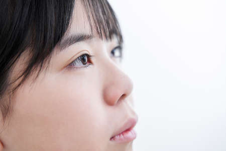 Up in the eyes of Japanese female junior high school studentsの写真素材