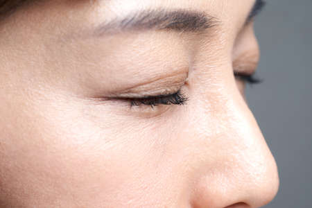 Close-up of middle-old Japanese woman's eyes