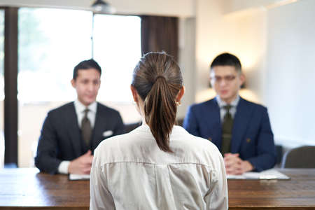Asian woman businesswoman interviewed in business casualの写真素材