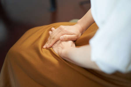 Asian female businesswoman nervous at interviewの写真素材