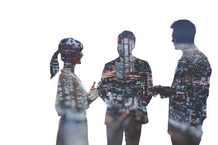 Abstract image of business person having conversationの写真素材