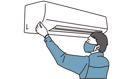 an electrical engineer who installs air conditionersのイラスト素材