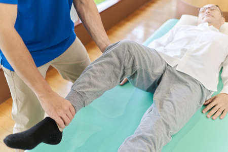 Elderly people loosening their ankle joints