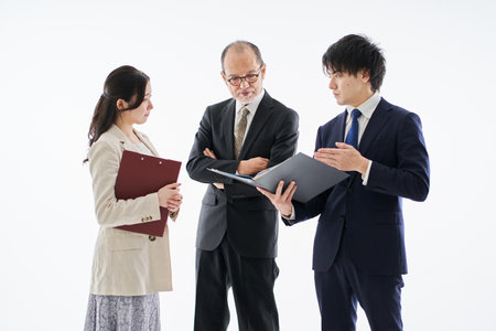 Asian business person meeting on a white backgroundの写真素材