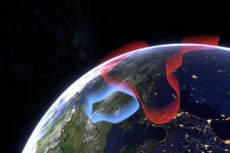 3D rendering of the Earth marked Russia and Ukraine