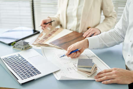 Asian architect designing a houseの写真素材