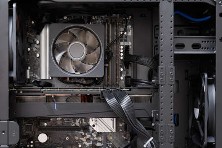 Internal parts of desktop computerの写真素材