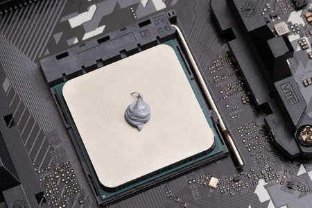 Cooling grease applied to the CPU of a desktop computerの写真素材