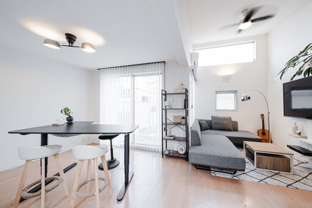 modern style design living and dining roomの写真素材