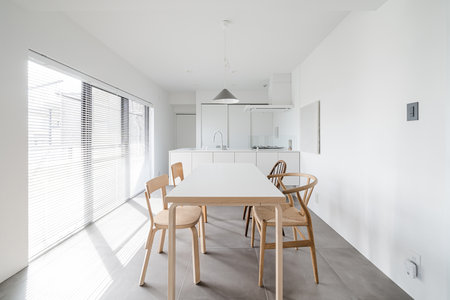 Simple modern style dining with white toneの写真素材