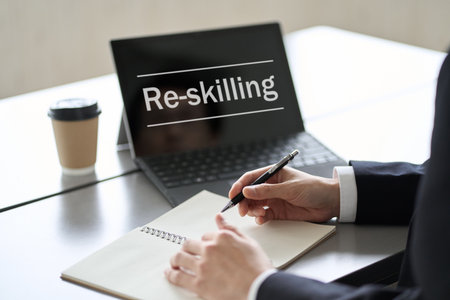 Asian businessman studying online on computer