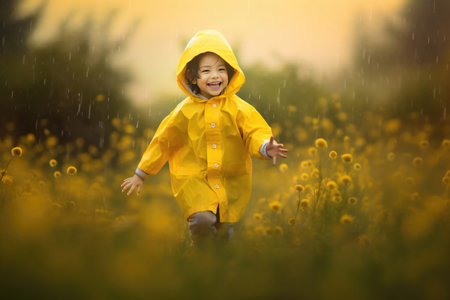 Asian boy wearing kappa and running in the park, generated AIの素材