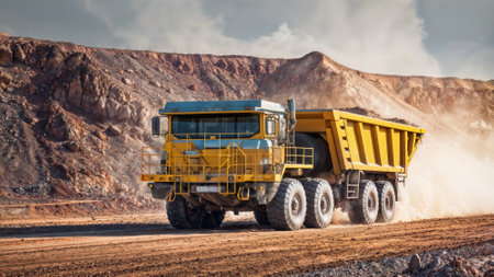 Dump truck carrying dirt, generated AIの素材