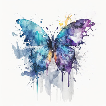 Watercolor painting of watercolor butterfly with white background.の素材